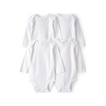 Bebek Uzun Kollu Body Set 4'lü Paket Beyaz Beyaz