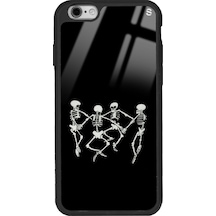 Apple Uyumlu iPhone 6 - 6s Dancer Skeleton Tasarımlı Glossy Telefon Kılıfı Siyah