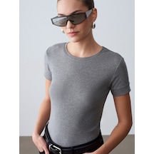Dilvin 32637 Bisiklet Yaka T-shirt-antrasit M