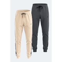 Slazenger Valary 2 Li Set Erkek Eşofman Altı Bej - Koyu Gri