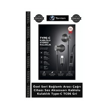 Özel Seri Bağlantı Aracı Çağrı Cihazı Ses Aksesuarı Kablolu Kulaklık Type-c Tc06 Gri