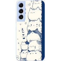 Samsung Galaxy S22 Uyumlu Mavi Kedi Kardeşliği Baskılı Silikon Kılıf Renkli