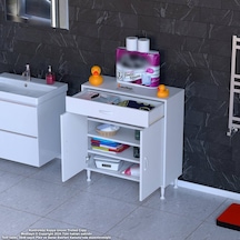 Modilayn Emir 80 X 88 X 32,5 Cm 1 Çekmece 2 Kapak 3 Raf 4 Bölme Çok Amaçlı Banyo & Mutfak Dolabı Beyaz