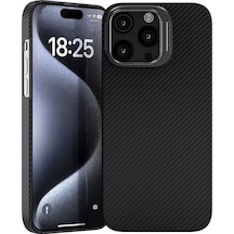 Apple Uyumlu iPhone 15 Pro Max Kılıf Magsafe Şarj Özellikli 600d Kevlar Karbon