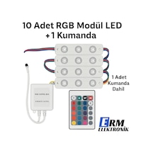 RGB 3’lü Modül LED (10 Adet) + Kumanda Seti 12V IR Kontrol