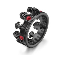 Novahub Siyah Çapraz Paslanmaz Çelik Taç Yüzük Erkek Vintage Yüzük Takı Doğum Günü Hediyesi 12 Siyah - 12 Siyah