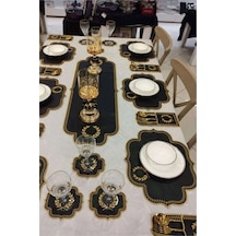 Başak Siyah Gold Amerikan Servis 6 Kişilik 19 Parça Runner Seti Siyah