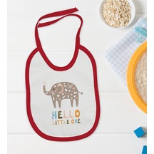 BK Kids Hello Little One Tasarımlı Kırmızı Bebek Mama Önlüğü-1 Kırmızı