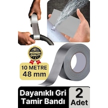 2 Adet Ekstra Güçlü Dayanıklı Su Geçirmez Sızdırmaz Yalıtım İzolasyon Gri Tamir Bandı 10 Mt 48 Mm