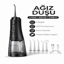 Şarjlı Ağız Duşu 320 Ml Su Hazneli 4 Modlu Ipx7 Su Geçirmez Taşınabilir Oral Irrigator 5 Başlıklı Type-c