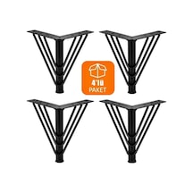 Vanessa 15 Cm Metal 4 Adet Siyah Metal Mobilya, Dolap, Koltuk, Kanepe, Tv Ünitesi Ayakları