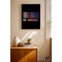 Be Original Barkod Tipografi, Siyah Çerçeveli Duvar Tablosu - Motivasyon Hediyesi