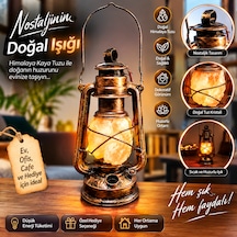 Dekoratif Retro Gaz Lambası Tasarımlı Çankırı Tuz Taşı Lambası Vintage Masa Lambası