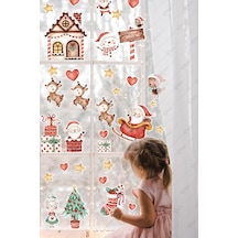 Yılbaşı Kış Evi Kardan Adam Ve Noel Baba Kış Figürleri Kalpler Ve Yıldızlar Yeni Yıl Sticker Seti Dijital Baskı