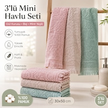 3'lü Mini Havlu Seti 30x50 Cm Pamuklu El Havlusu Mutfak Havlusu Kurulama Bezi Yumuşak Ve Yüksek Emici Bej
