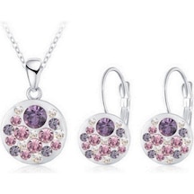 Kolye Küpe Set Purple Dream Avusturya Kristal Beyaz Altın Kaplama 554047670