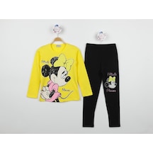 Kız Çocuk Minnie Mouse Taytlı Alt Üst Takım-1846-sarı