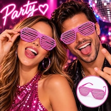 Gümüş Detaylı Pembe Panjur Parti Gözlüğü 3+ Yaş