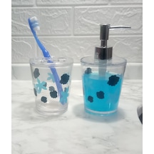 Sıa Sıvı Sabunluk Ve Diş Fırçalık 2 Li Banyo Seti Benek . Şeffaf