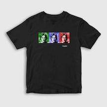 Presmono Unisex Çocuk Portraits Beatles John Lennon T-shirt Siyah