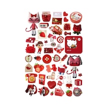 46 Adet Kırmızı Juminocore Downtown Sticker Seti - Etiket Seti Sketchbook