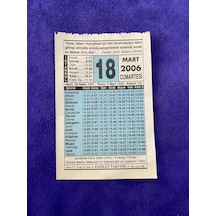 18 Mart 2006 Takvim Yaprağı - Nostalji Koleksiyonluk Takvim Yaprağı