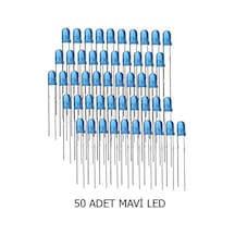 5mm Mavi Mantar Led Diyot Yüksek Parlaklık - 50 Adet Ekonomik Paket