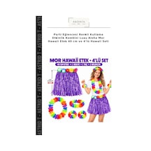 Astrid T Parti Eğlencesi Renkli Kutlama Etkinlik Kombini Luau Aloha Mor Hawaii Etek 40 Cm Ve 4 Lü Hawaii Seti