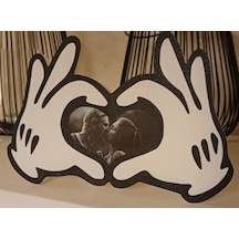 Mickey El Kalp Tasarımlı 3d Fotoğraf Çerçevesi - Modern Pop Art Sevgiliye Hediye, Dekoratif Masa Üstü Resim Standı