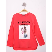 Toontoy Kids Toontoy Kız Çocuk Fashion Baskılı Tişört Nar Çiçeği