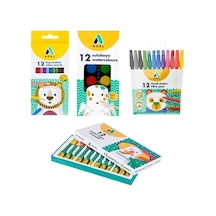 Adel 4 Lü Boya Kırtasiye Seti Kuru+sulu+pastel+keçeli