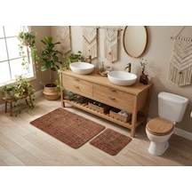 Banyo Paspası 2'li Set Göktür Desenli
