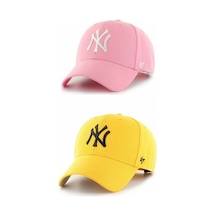 Gyes Spor Ny Şapka Unisex 2'li Takım Arkası Cırtlı Ayarlanabilir Pembe Sari Pembe