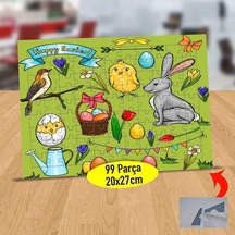 Paskalya Bayramı Neşeli Tavşan 99 Parça Puzzle Yapboz Tablo-717