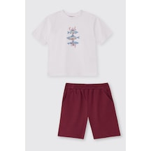 Panço Erkek Bebek Şort Tişört 2'li Bordo Alt Üst Takım 2611bb17024 Kırmızı