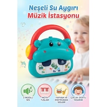 Montessori Neşeli Su Aygırı 3 Farklı Modlu Hayvan Sesleri Ritim Öğreten 12 Cm Bebek Oyuncağı
