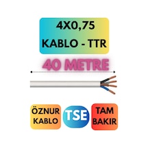 Öznur 4x0,75 Ttr Kablo Metre Seçenekli Beyaz - 40 Metre