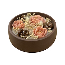 Yuvarlak Kasede 19x5 Cm Çiçek Mum Kadınlar Günü, Anneler Günü Hediyelik