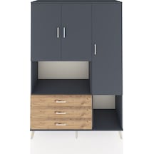 Hyperion Dolap 6 Raflı 3 Çekmeceli 3 Kapaklı 132x44x195 Antrasit-antrasit/çam Antrasıt/atlas Çam
