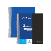 Oxford Spiral Defterler, Üç Konu, Geniş Çizgili, 150 Yaprak, 2'li Paket, 10385 Çok Renkli