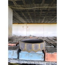 Geometrik Dizayn Gold Koyu Gri Beton Saksı