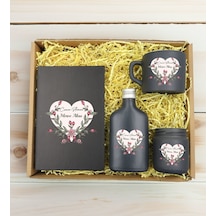 Bk Gift Kişiye Özel İsimli Dtf Anne Temalı Antrasit Defter & Kahve Fincanı & Kolonya & Mum Hediye Seti-5, Anneye Hediye, Anneler Günü Hediyesi Kobitme