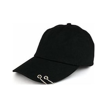 Unisex Kpop 2 Halkalı Pirsingli Şapka Siyah