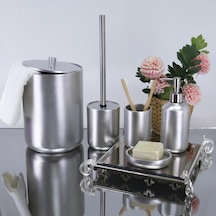 By Selim Home Elegance Gümüş Polyester 5 Parça Banyo Seti Gümüş