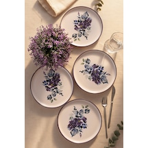 Keramika Purple Flower Nordic Pasta Tabağı 22 Cm 4 Adet 21329 Çok renkli