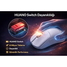 Gaming Kablosuz Mouse Beyaz 63g Ultra Hafif 2.4g, Bluetooth, Type-c, 12800 Dpı Şarjlı Ergonomik Makrolu Tasarım Diğer
