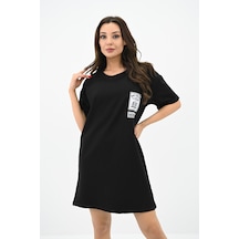 Kadın Baskılı Oversize T-shirt Elbise 5218-24 Renkli