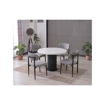 Lina Bohem 90x90 Beyaz/siyah Yuvarlak Masa & 4 Polo Sandalye Seti Gri Gri