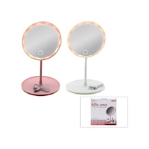 Yuvarlak 6.5 Inc Ledli - Usb Şarjlı Makyaj Aynası 90 Açı Ayarlı Takılı Ayak Renkli Pls İ11-016 5705