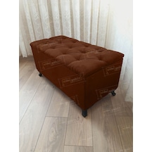 Lüks Sandıklı Kapitoneli Ayakucu Puf Bench 110 Cm Siyah Ayak Kahve